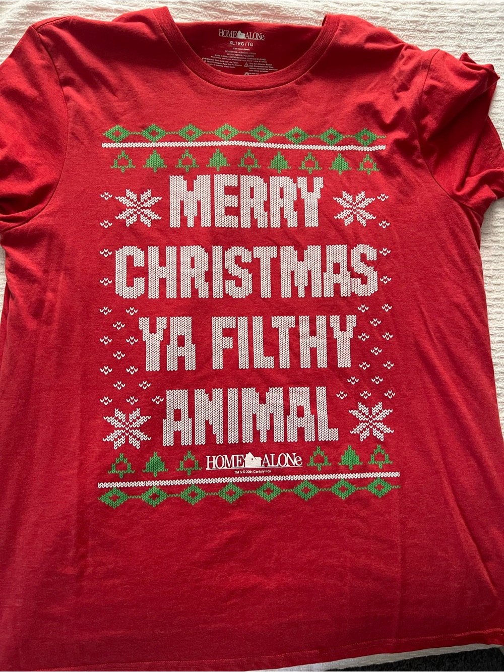 Red "Merry Christmas Ya Filthy Animal" Holiday Tee XL